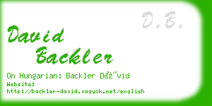 david backler business card